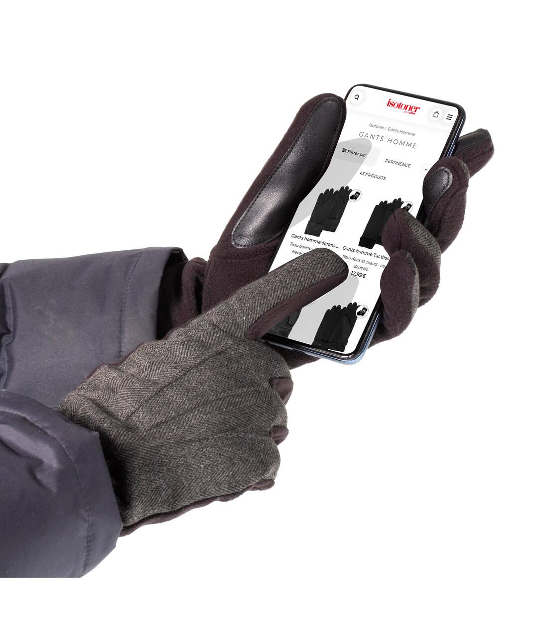 Isotoner Gants homme tactiles en polaire recyclée - doublure flexible-2