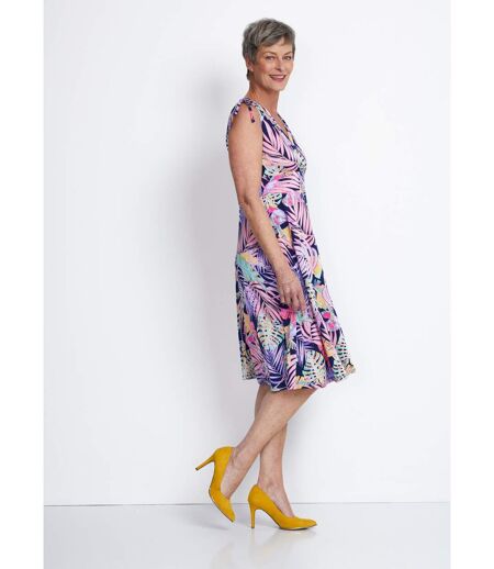 Robe courte effet cache-coeur nouettes épaules