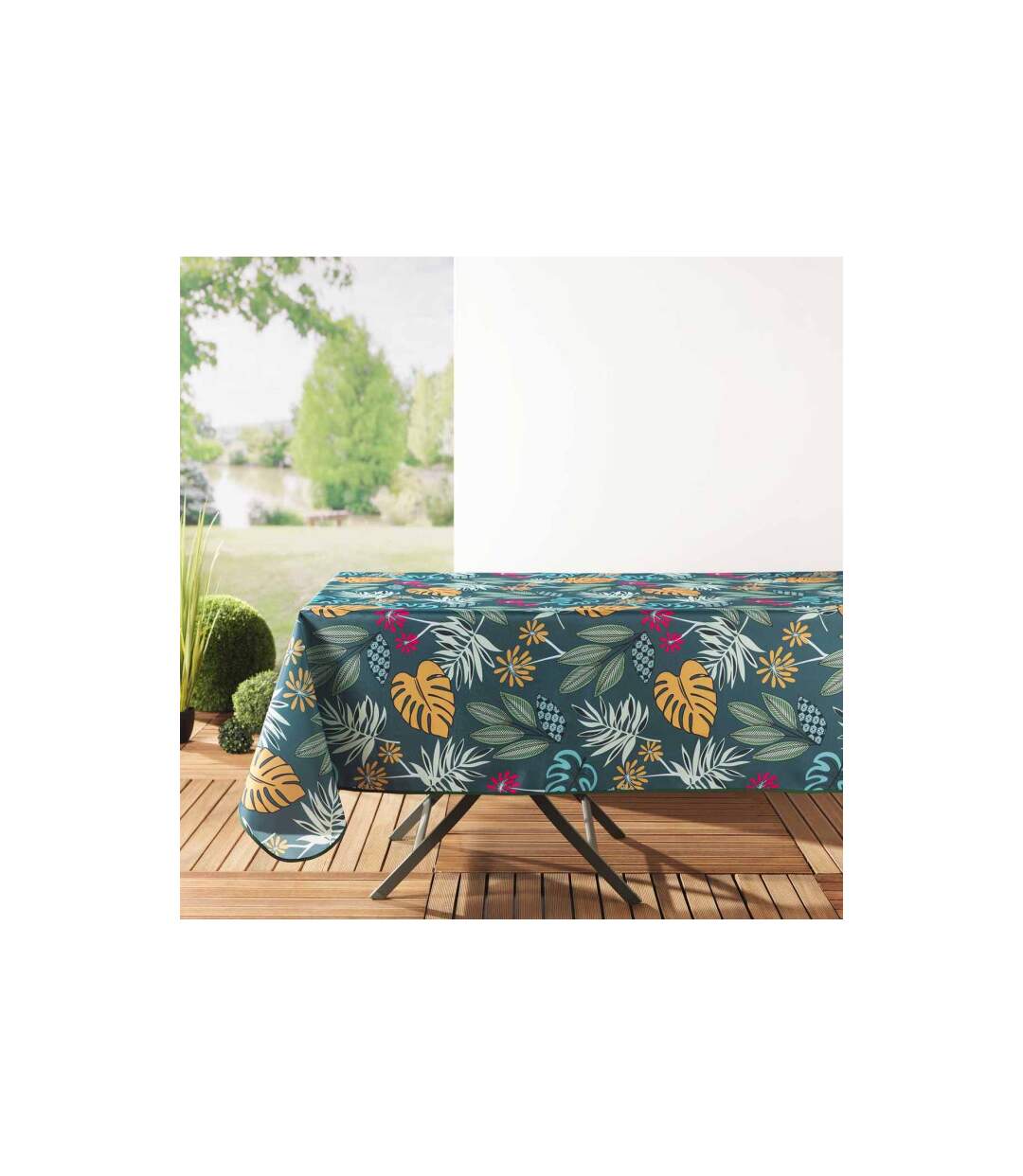 Nappe Toile Cirée Lilidae 140x300cm Turquoise-1
