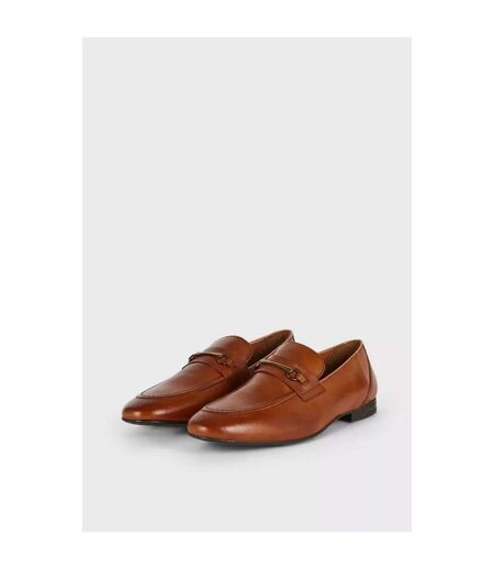 Burton Mens Leather Buckle Detail Loafers (Tan) - UTBW219