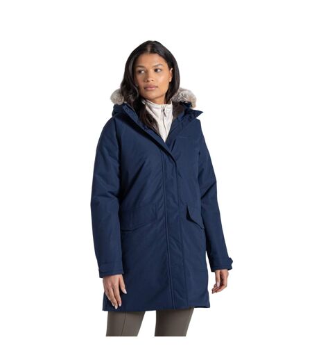Veste Imperméable À Capuche Avec Bord Duveteux Amovible Sofia Femme Bleu Marine Craghoppers
