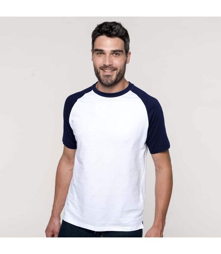 Kariban Mens Short Sleeve Baseball T-Shirt (White/Black)