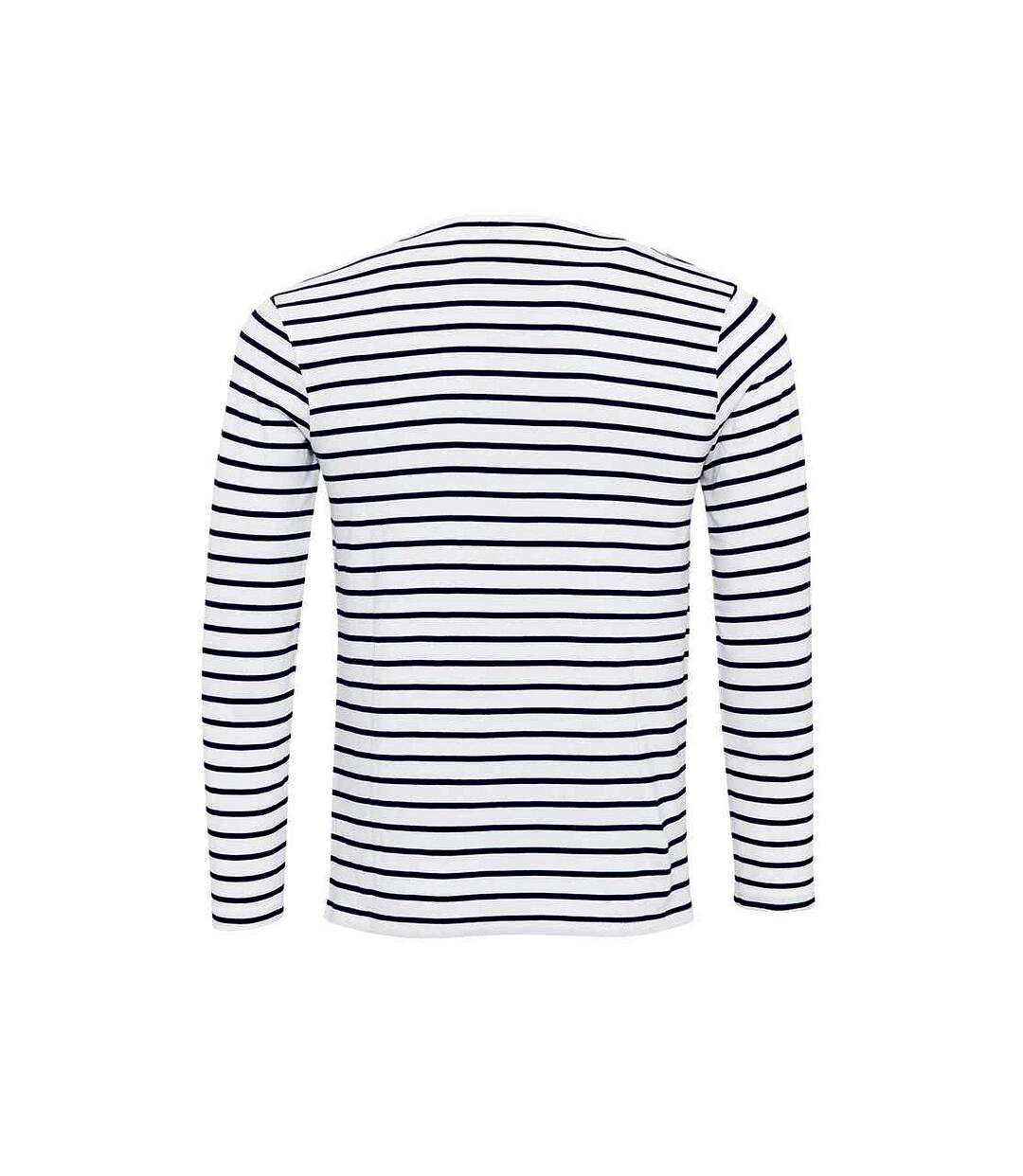 T-shirt long john homme blanc / bleu marine Premier