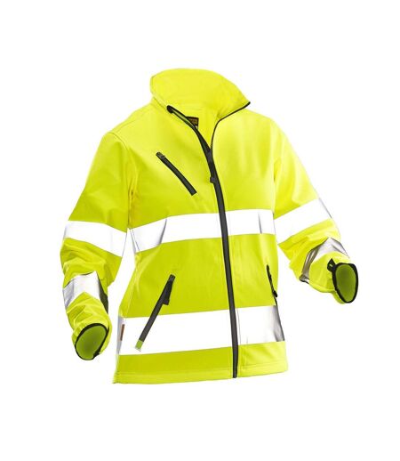 Womens/ladies Hi-vis Soft Shell Jacket Yellow Jobman