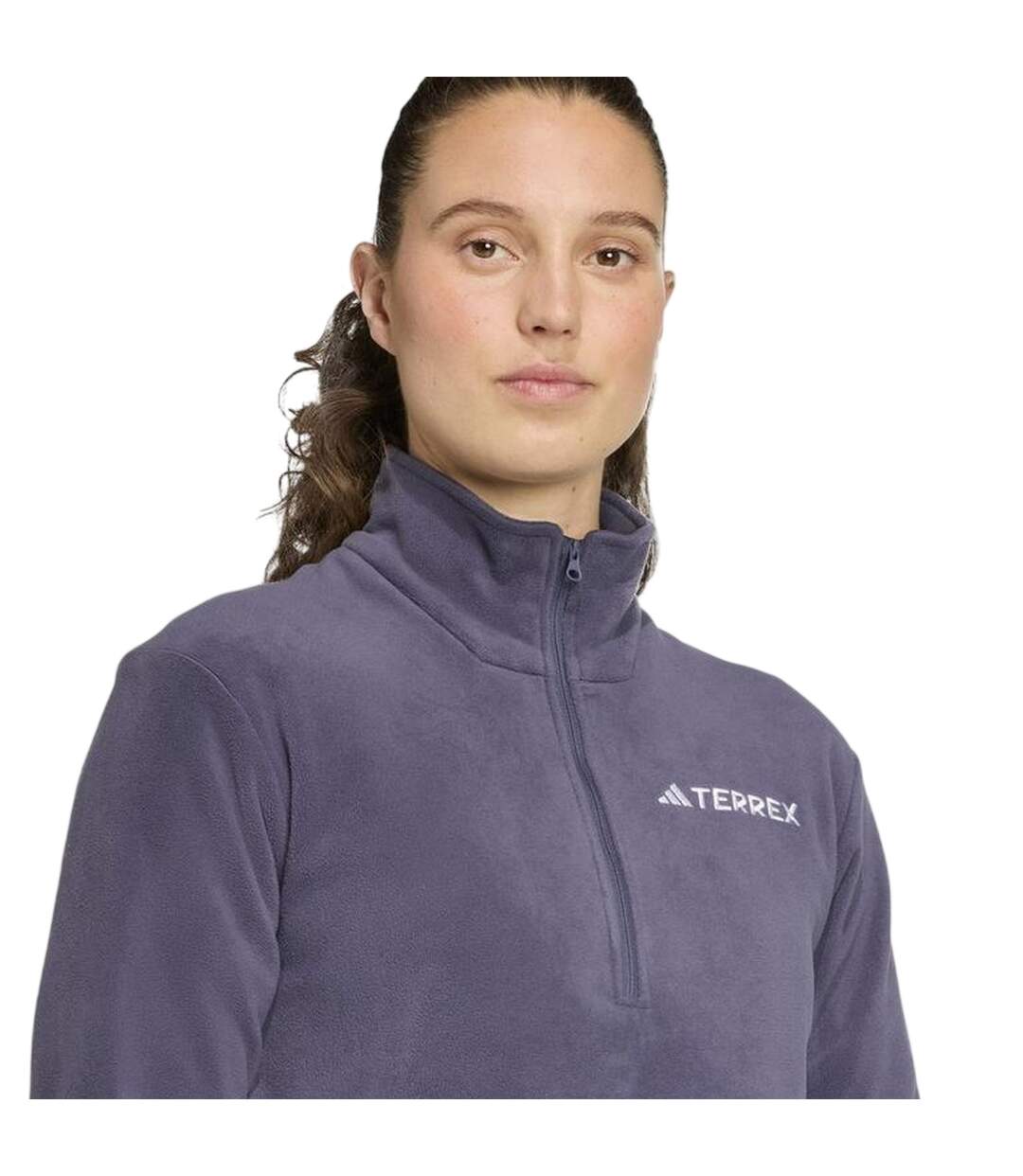 Womens/ladies Essentials Long-sleeved Fleece Jacket Shadow Blue Adidas-4