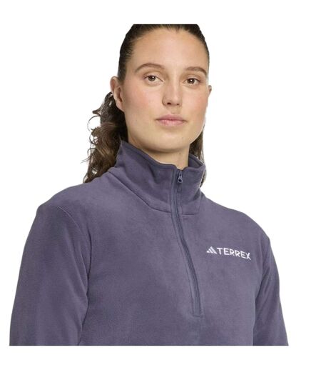Womens/ladies Essentials Long-sleeved Fleece Jacket Shadow Blue Adidas