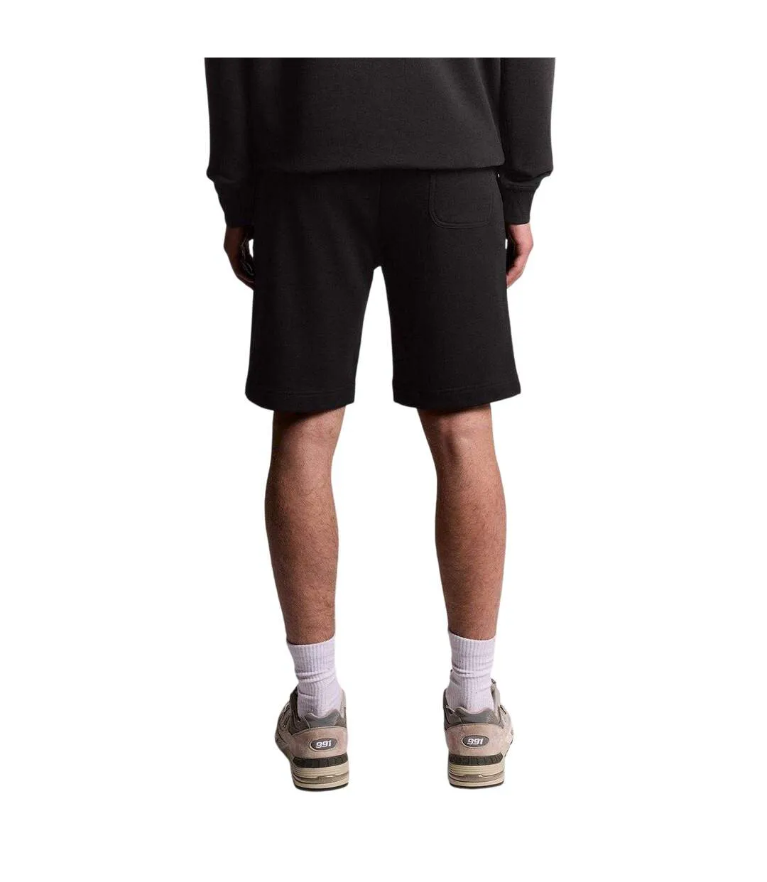 Mens Fleece Plain Sweat Shorts Jet Black Lyle & Scott-3