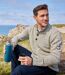 Men's Funnel Neck Sweater - Mottled Beige