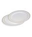 Lot de 6 Assiettes en Plastique Réutilisable Liseré 23cm Blanc & Or-1