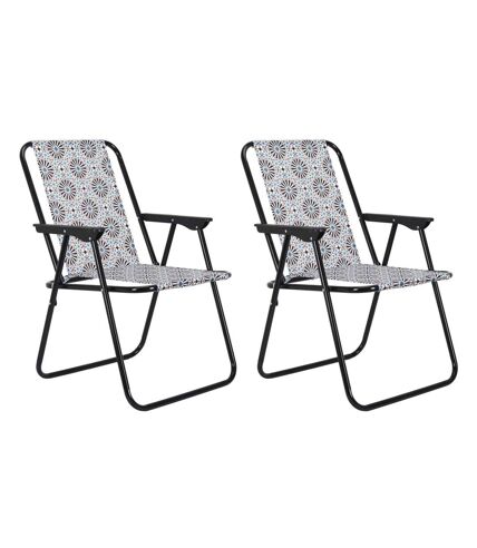 Set de 2 chaises de jardin pliantes an acier et tissu Patio