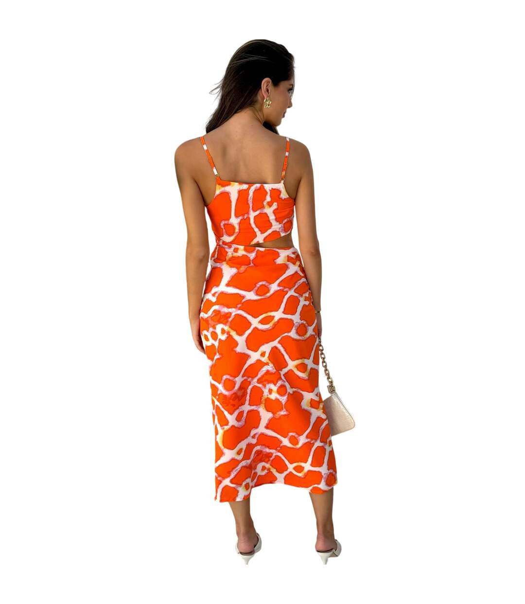 Robe Mi-longue Motif/style Imprimé Girafe Femme Orange AX Paris-3
