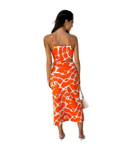 Robe Mi-longue Motif/style Imprimé Girafe Femme Orange AX Paris
