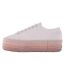 Womens/ladies Cotton Canvas Platform Flatform Trainers White Pink Superga-3