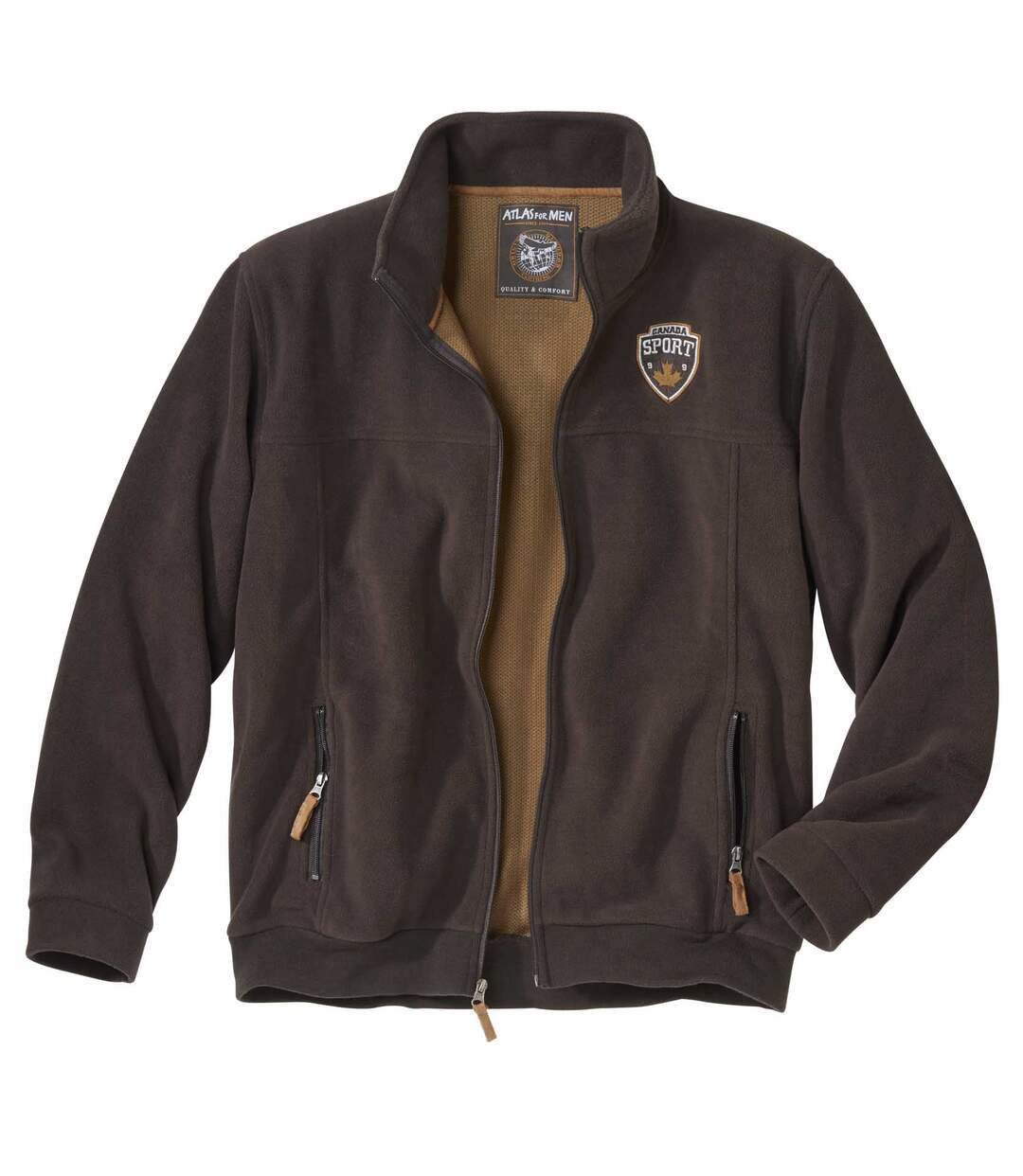 Men's Brown Full Zip Fleece Jacket - Water-Repellent-2
