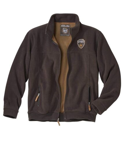 Men's Brown Full Zip Fleece Jacket - Water-Repellent