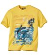 Men's Yellow Beach Print T-Shirt  Atlas For Men