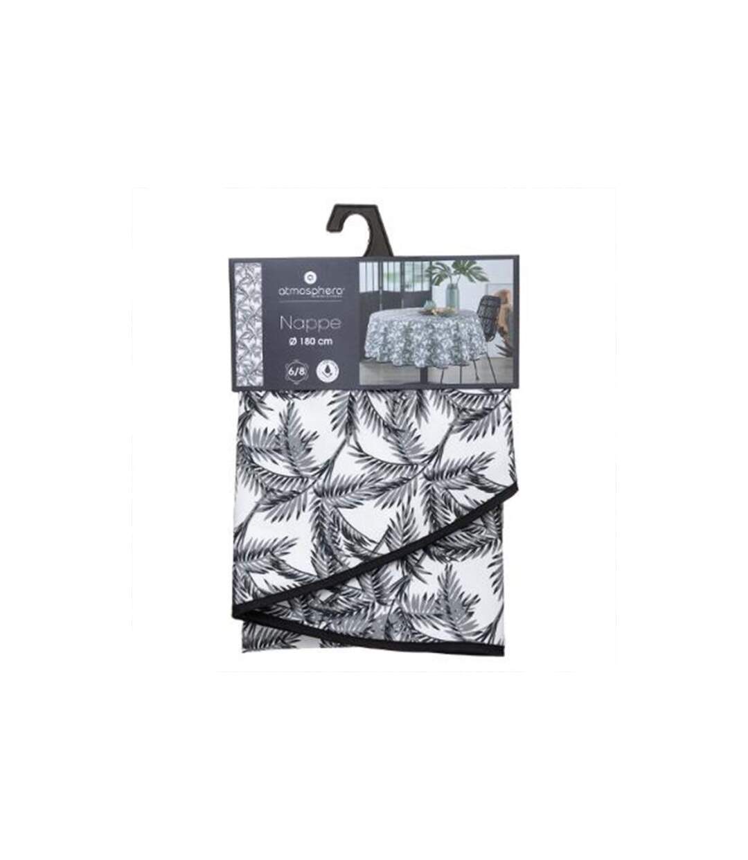 Nappe Antitache Imprimée Palmier 180cm Gris-2