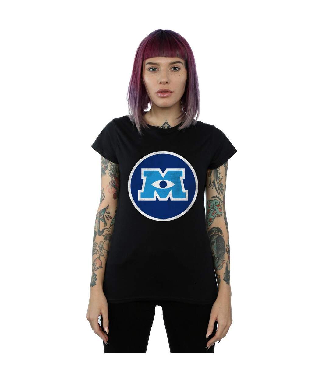 Disney T-shirt en coton Femmes/Ladies Monsters University Monster Emblem (Noir) - UTBI34045-2