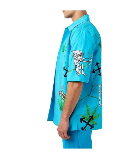 Mens Virgil Leaves Relaxed Fit Shirt Blue Off White