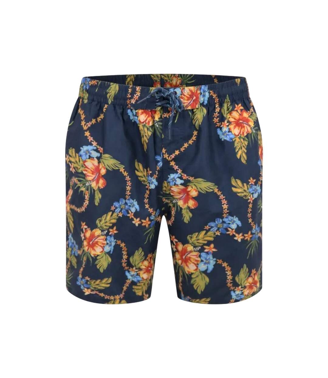 Short De Bain Motif/style Hawaïen Dawson Homme Bleu Marine Duke-2