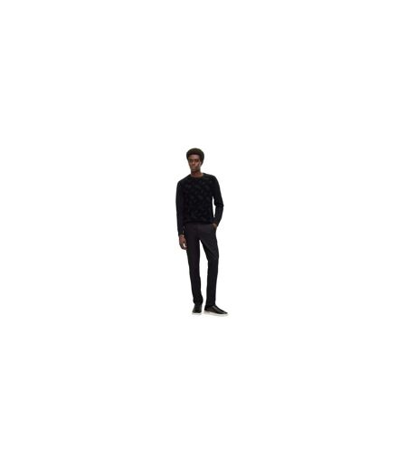 Mens Regular Raglan Long-sleeved Casual Sweater Top Black Boss
