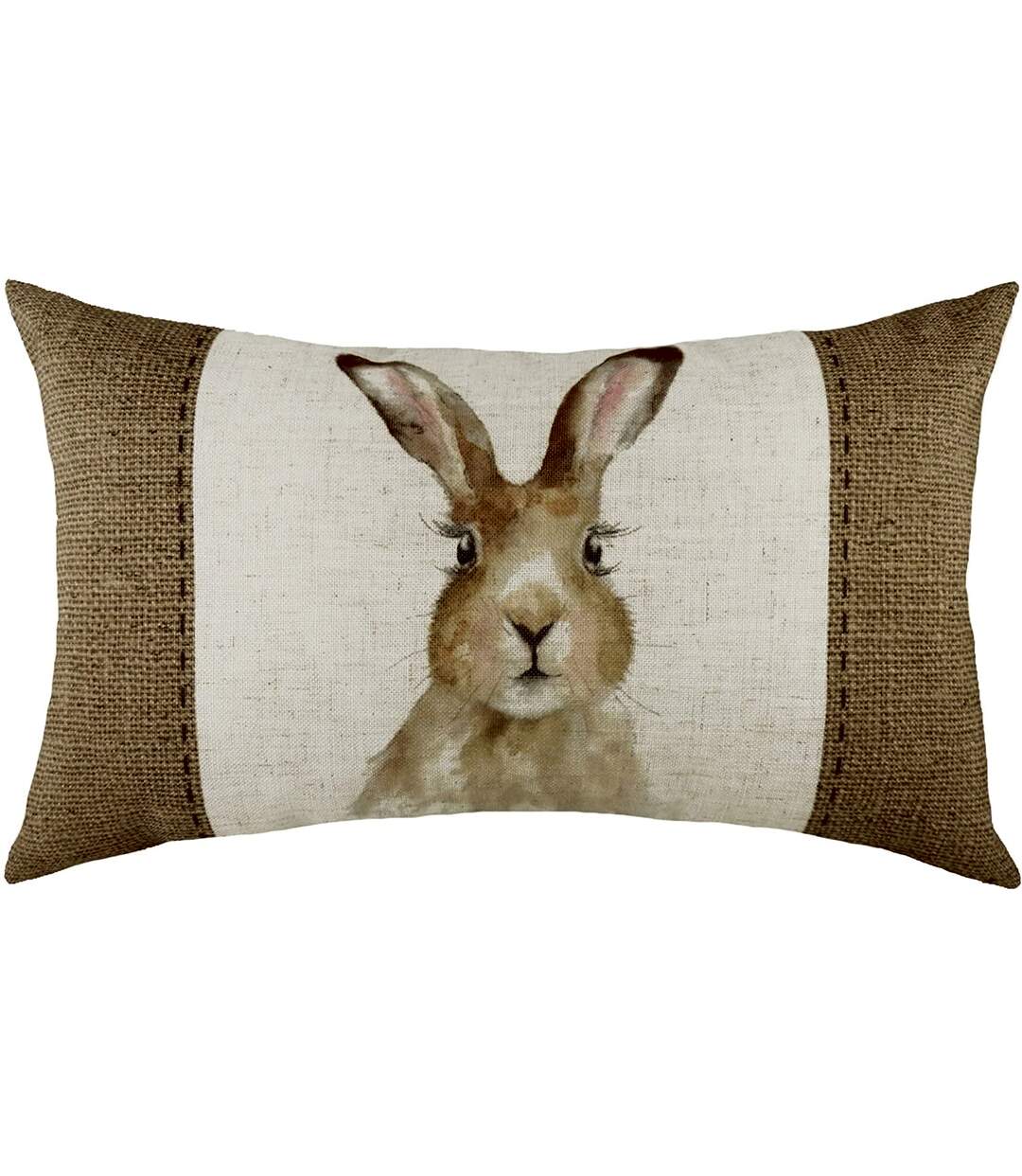 Hessian hare cushion cover 30cm x 50cm white/brown Evans Lichfield