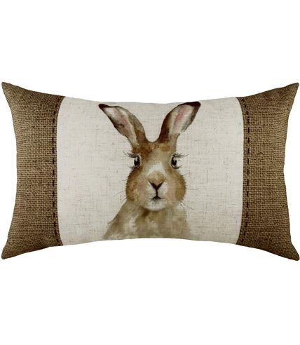 Evans Lichfield Hessian Hare Throw Pillow Cover (White/Brown) (30cm x 50cm) - UTRV1971