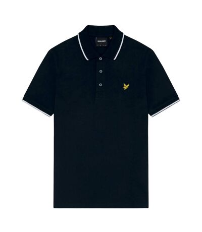 Mens tipped polo shirt dark navy/white Lyle & Scott