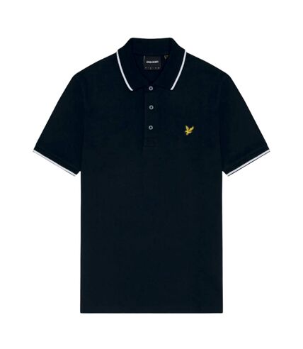 Mens tipped polo shirt dark navy/white Lyle & Scott