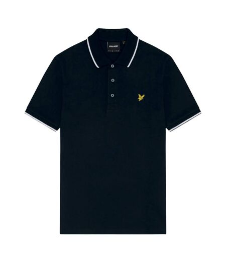 Mens tipped polo shirt dark navy/white Lyle & Scott