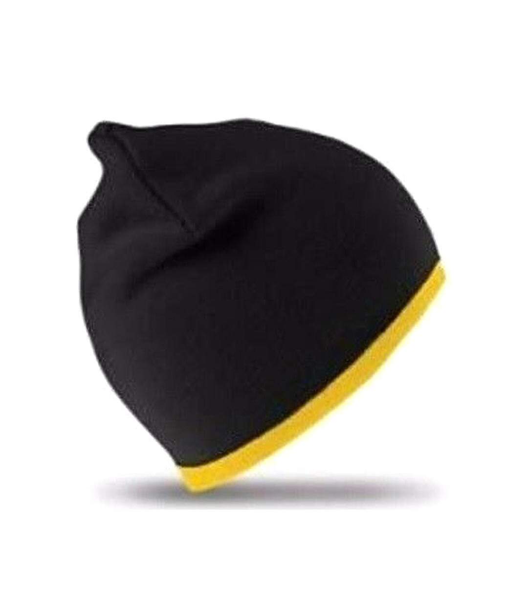 Bonnet D'hiver Unisexe Réversible Fashion Fit Noir Jaune Result-2