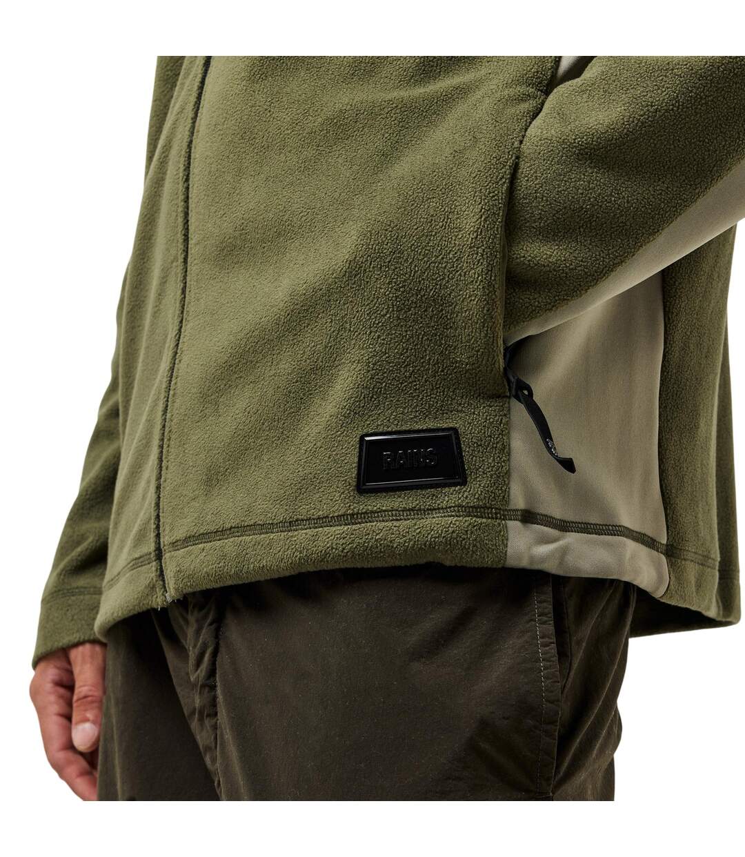 Mens Sintra Colour Block Hooded Fleece Jacket Marsh Green Rains-4