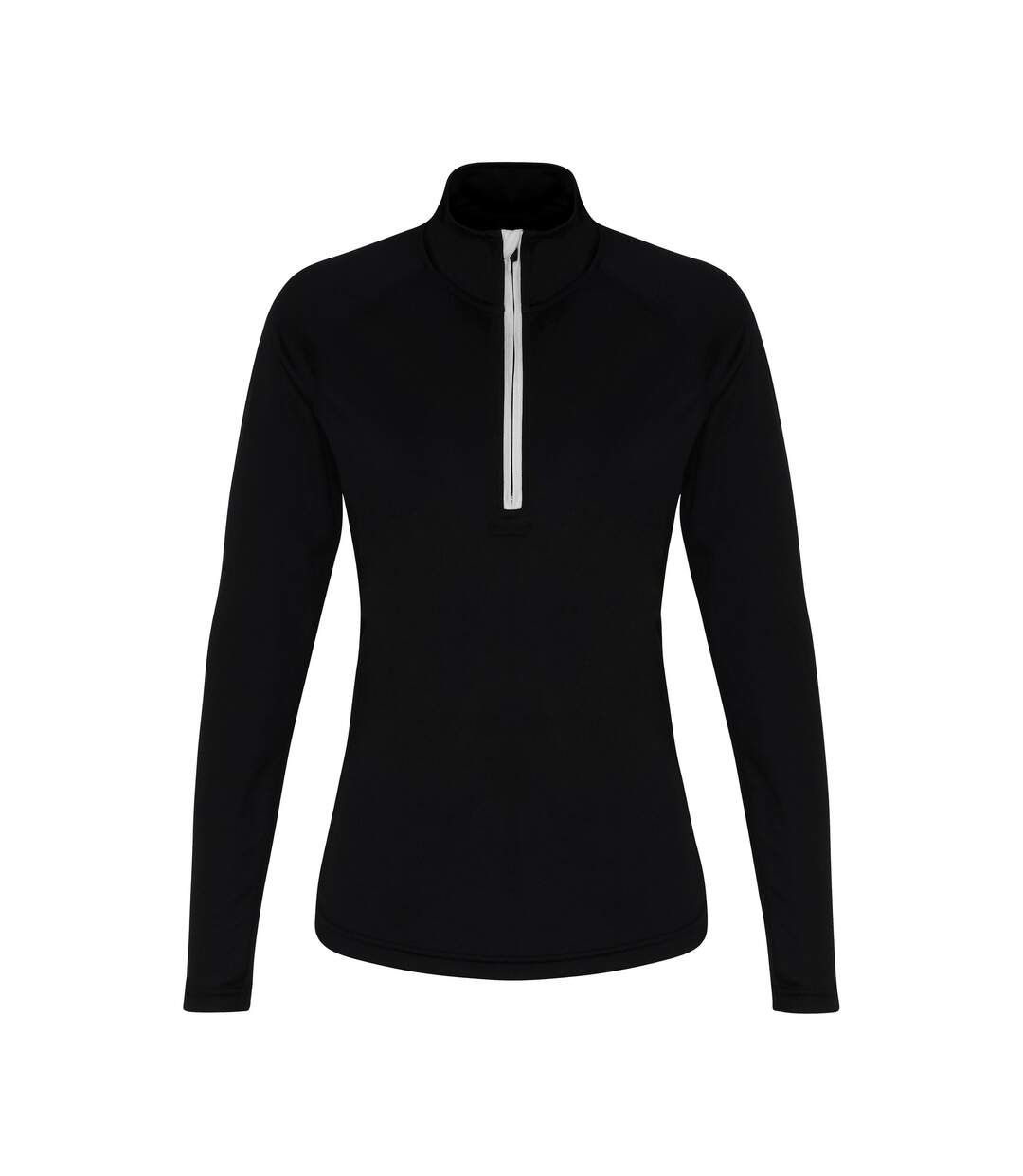 TriDri Womens/Ladies Long Sleeve Performance Quarter Zip Top (Black/White)