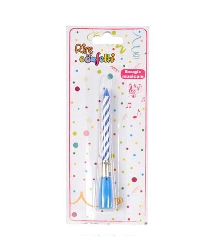 Bougie d'Anniversaire Musicale 12cm Bleu