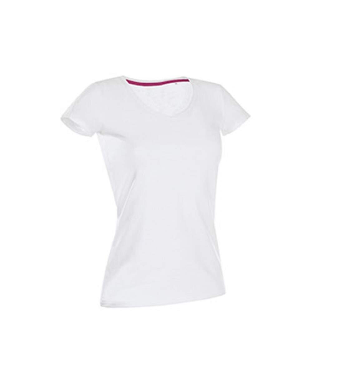 T-shirt col v claire femme blanc Stedm an-1