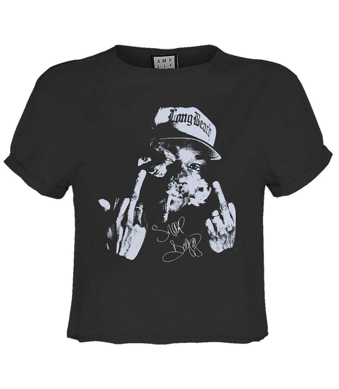 Womens/ladies Big Smoke Snoop Dogg Crop Top Charcoal Amplified-1