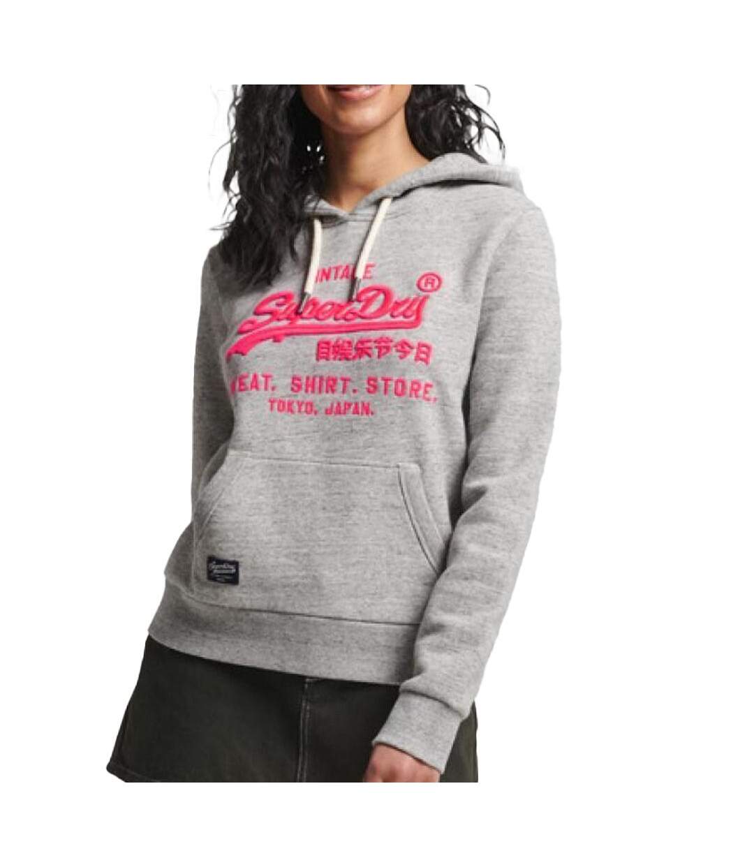 Sweat Capuche Gris Femme Superdry Neon - M-1