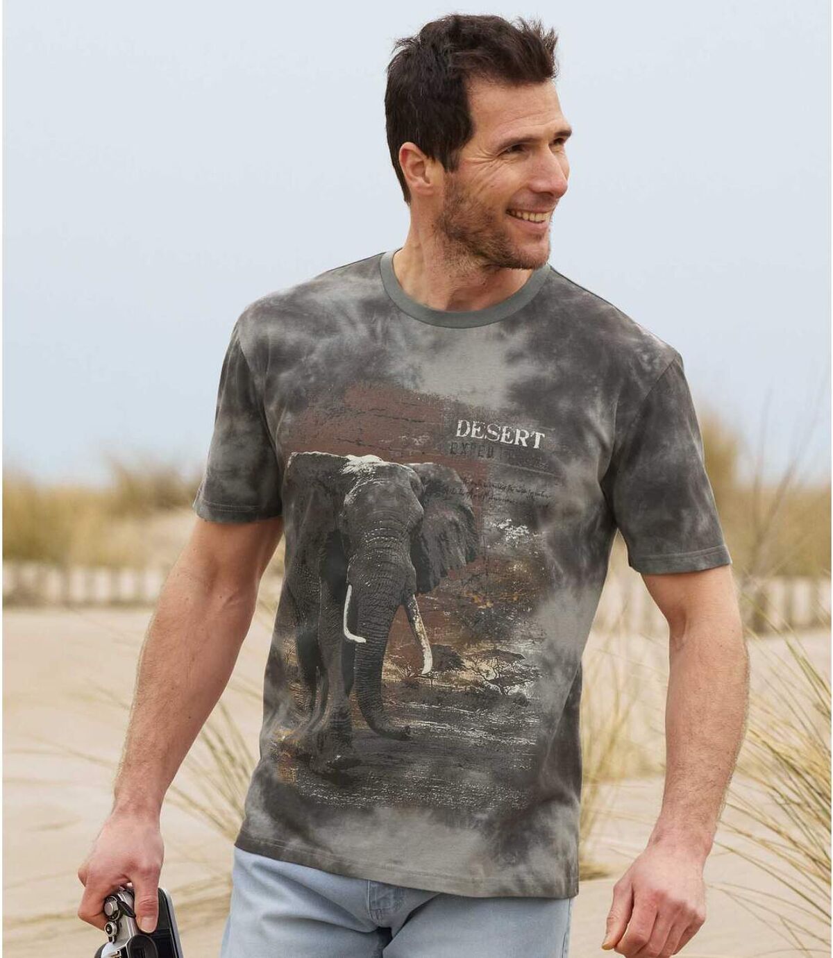 Tie-dye T-shirt met olifant Atlas For Men
