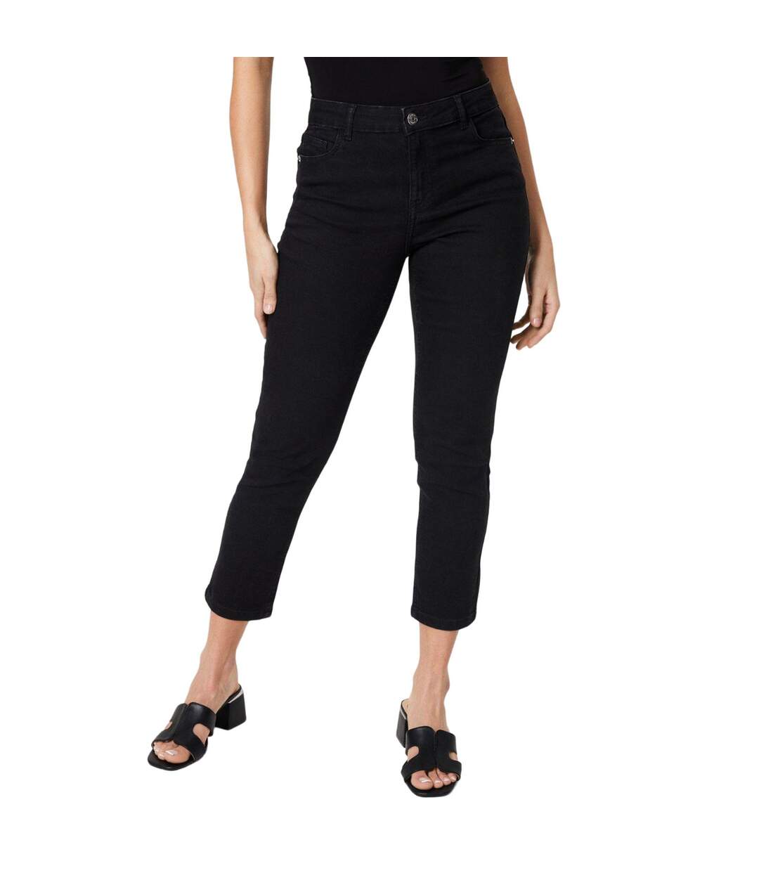 Womens/ladies Stretch Petite Slim Jeans Black Dorothy Perkins-2