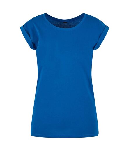 Womens/ladies Extended Shoulder Regular T-shirt Cobalt Blue New Morning Studios