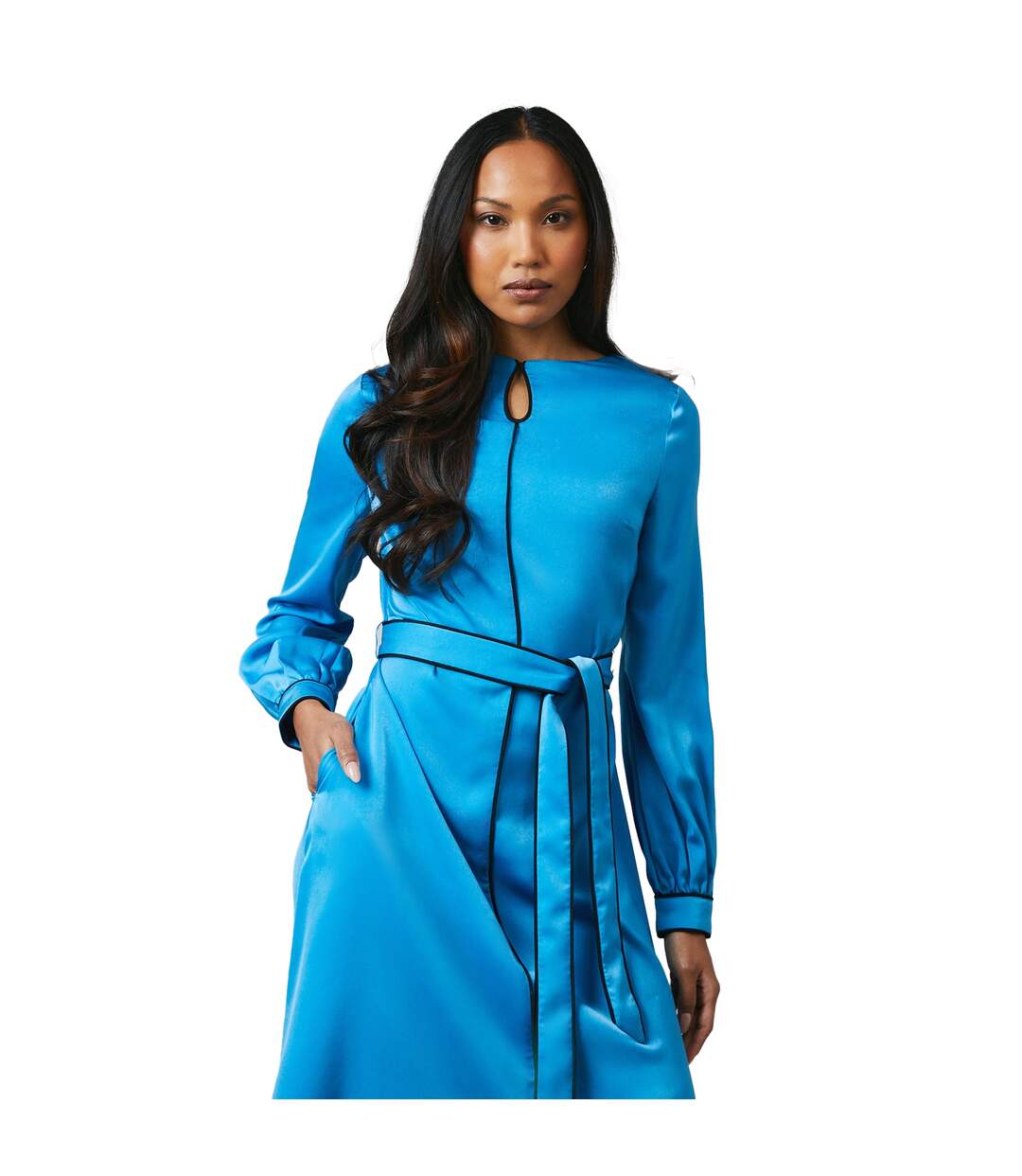 Robe mi-longue femme turquoise pâle Principles-1