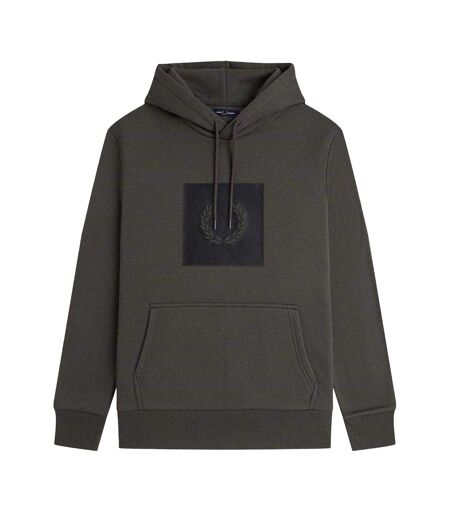 Mens Box Logo Pullover Hoodie Field Green Fred Perry
