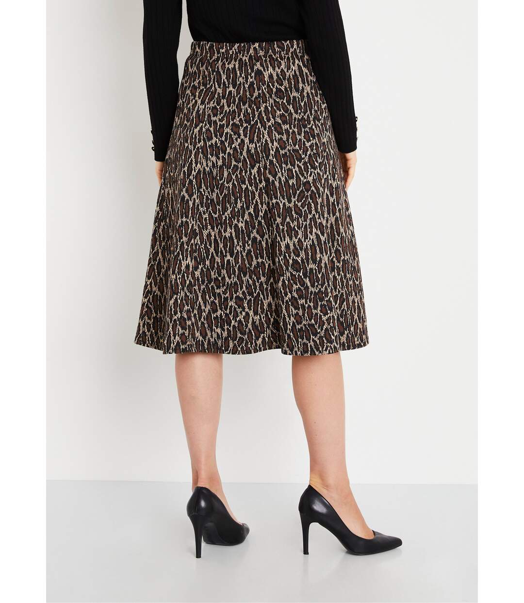 Jupe longue évasée maille jacquard-2