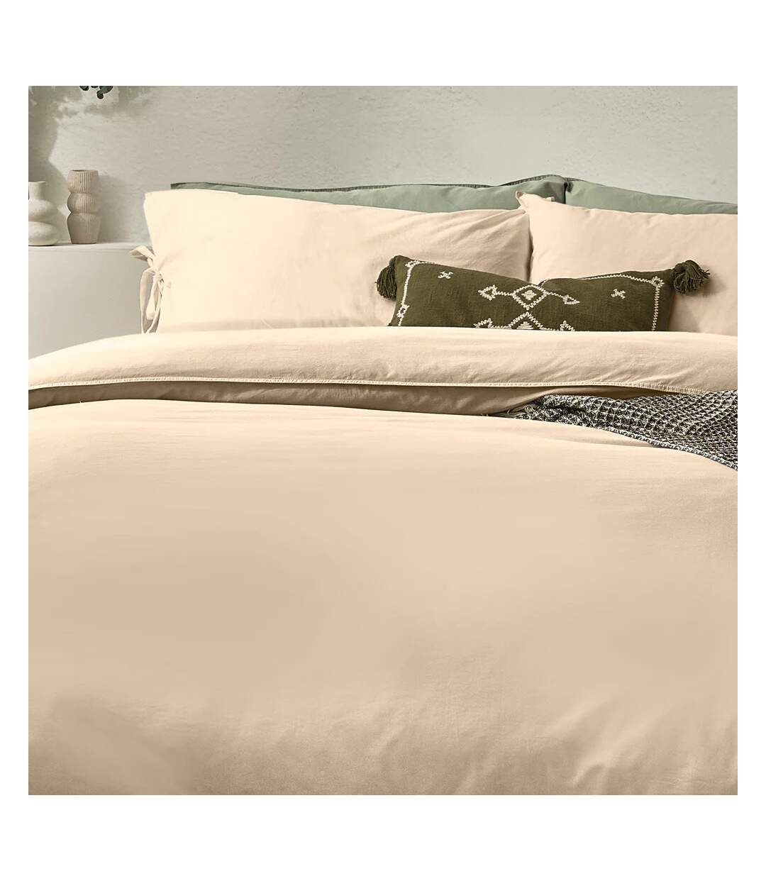 Mallow tie detail cotton bow duvet cover set linen Yard-4