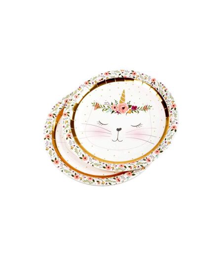 Lot de 6 Assiettes en Carton Boho Chat II 23cm Blanc