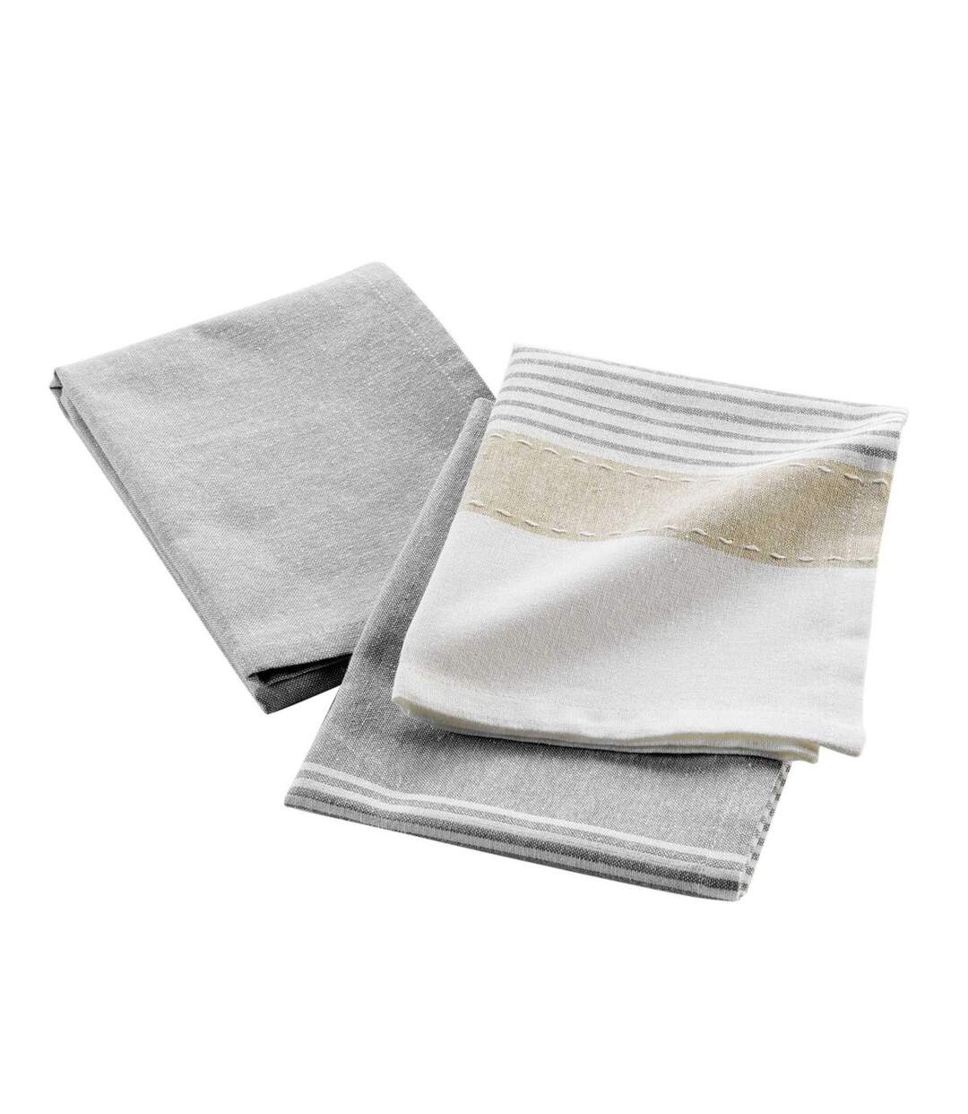 Lot de 2 Torchons de Cuisine Iliade 50x70cm Gris-1