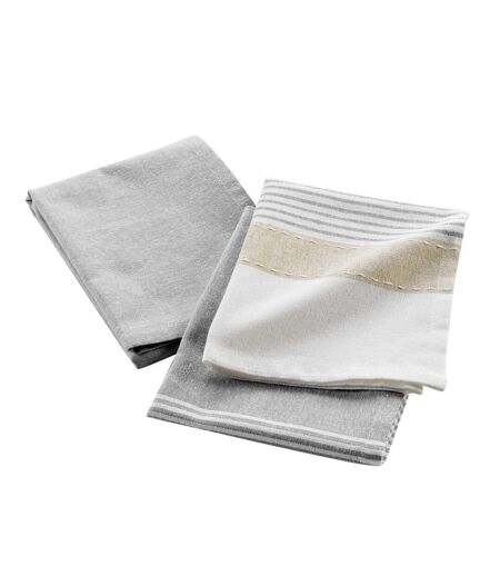 Lot de 2 Torchons de Cuisine Iliade 50x70cm Gris