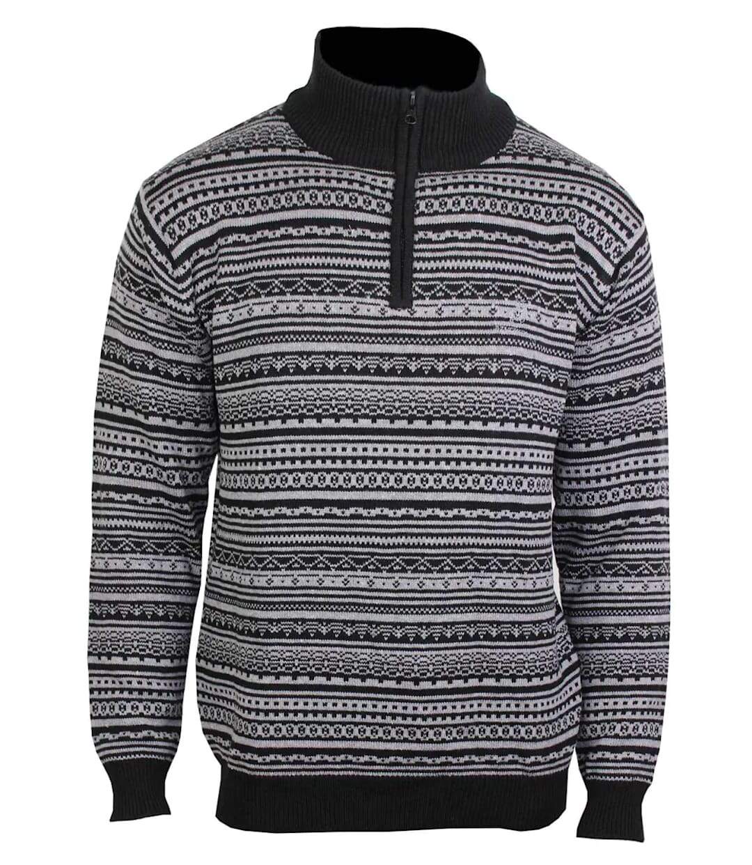Pull camionneur col montant zippé jacquard PAST1N-2