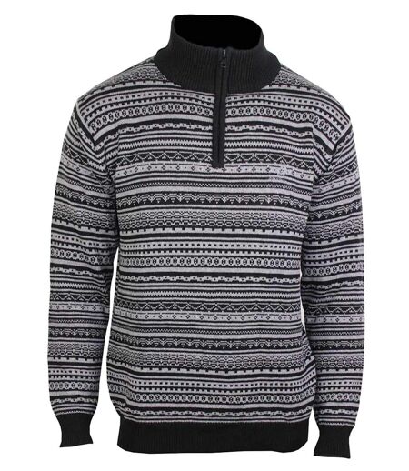 Pull camionneur col montant zippé jacquard PAST1N
