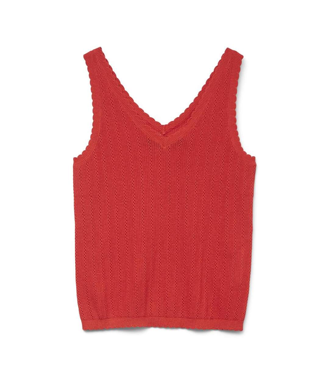 T-Shirt rouge femme vero moda pointelle-2